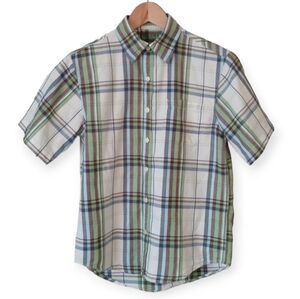 Arizona  Green Plaid Short Sleeve Button-Down Shirt. Size L/G (14-16) Youth.